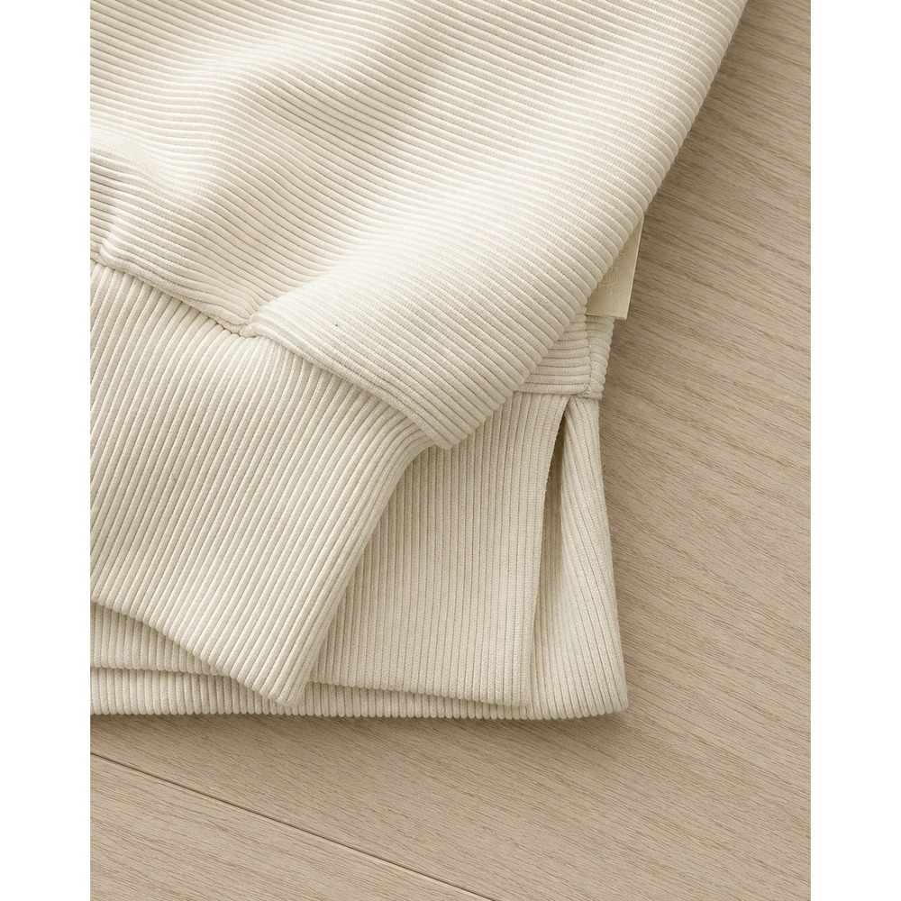 Varley Milano Half Zip Sweat Ivory Ottoman Rib Knit Pullover Women's L - Picture 4 of 11